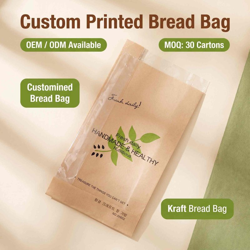 Custom printed PE-laminated food paper bread bag - product view