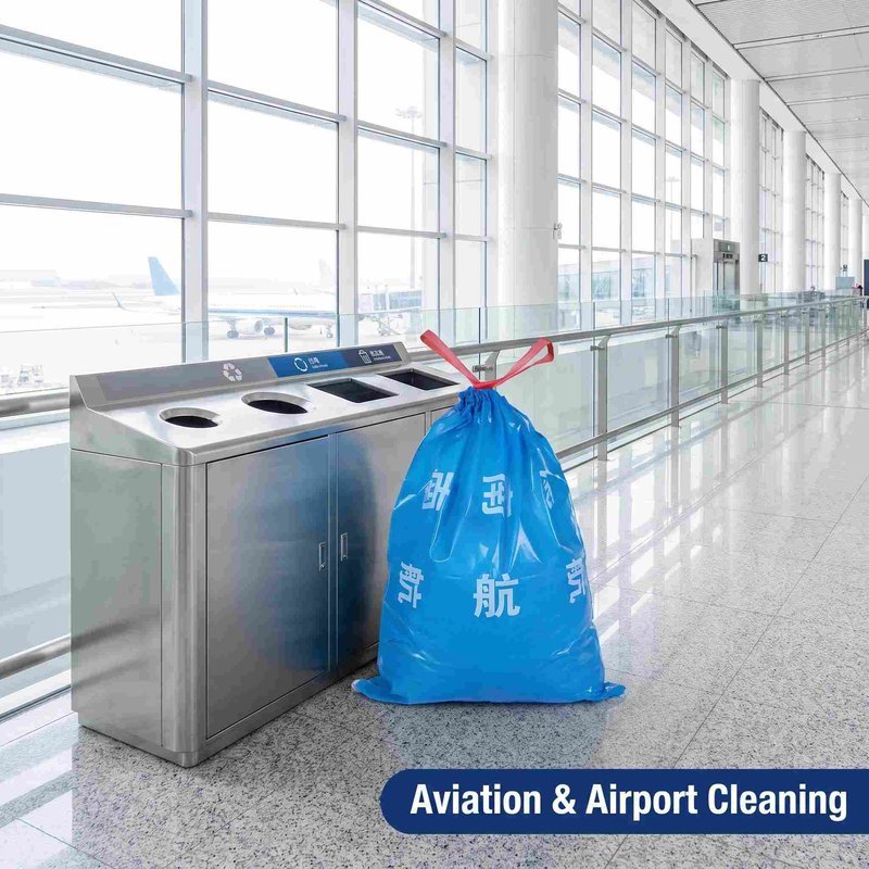Custom Blue Drawstring Garbage Bag 116×96 cm – Heavy-Duty HDPE Commercial Bulk - image 7