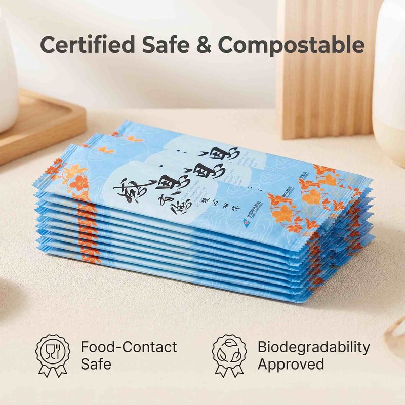 Custom Four-Piece Biodegradable Cutlery Kit – Chopsticks, PLA Spoon, Napkin, Toothpick - image 7