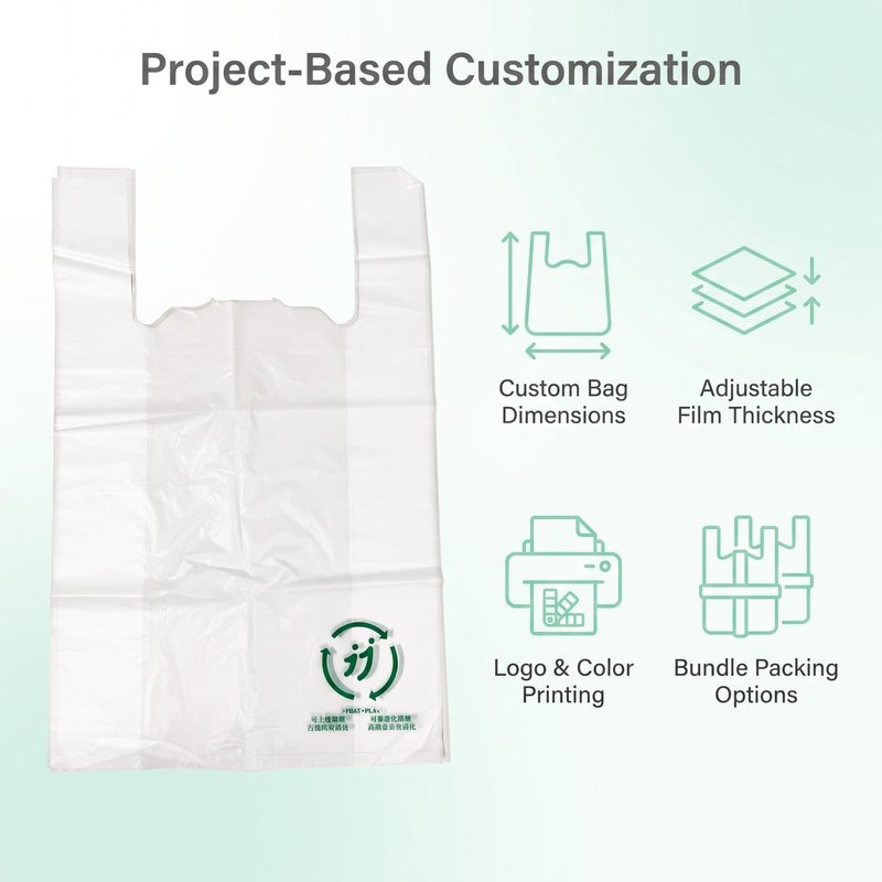 Custom PLA/PBAT Biodegradable T-Shirt Bags Small – Takeaway &amp;amp;amp;amp;amp; Retail Bulk OEM - image 4