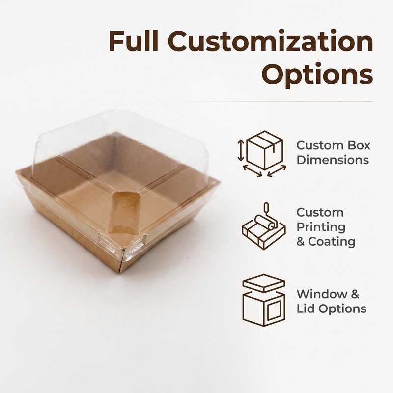 Custom Square Kraft Sandwich Box with Clear PET Lid 108×108mm – Bakery &amp;amp;amp;amp;amp;amp;amp; OEM - image 2