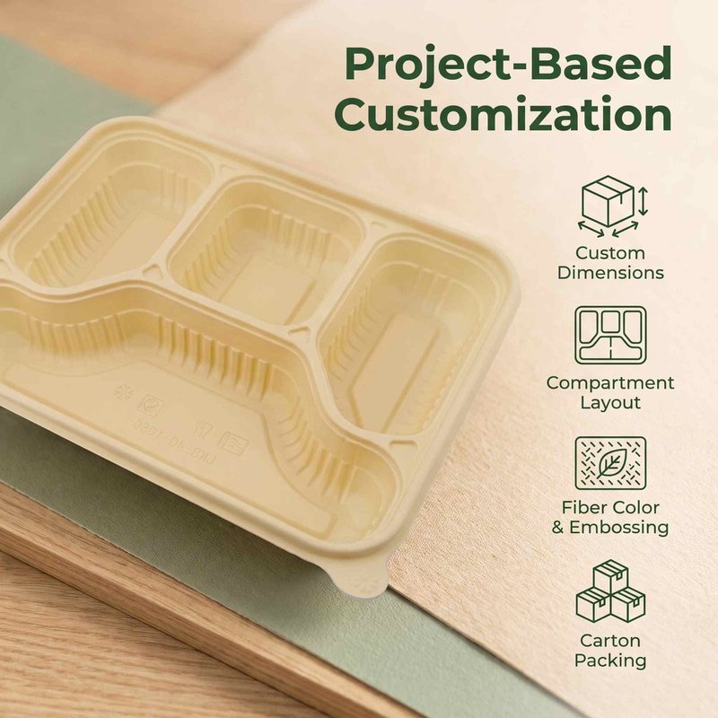 Four-Compartment Biodegradable Bagasse Meal Tray 220×190mm – Inflight & Catering - image 4 Four-Compartment Biodegradable Bagasse Meal Tray 220×190mm – Inflight & Catering - image 4