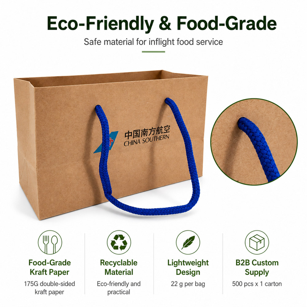175g double-sided food-grade kraft paper material - recyclable and eco-friendly airline carry bag