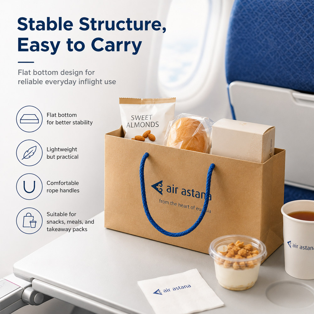 Wholesale airline kraft paper hand bags with blue rope handles - bulk factory supply from Xinghan
